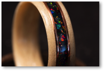 Fire Opal Bentwood Ring